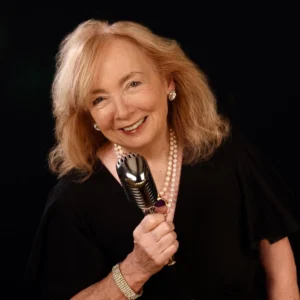 Suzanne Sheridan with pearls